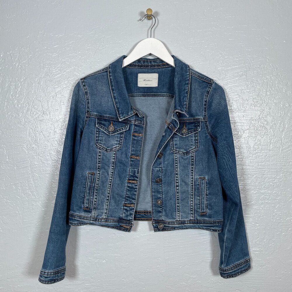 Kancan Women S Blue Denim Cropped Jean Jacket Stretch Western Boho Cowgirlcore